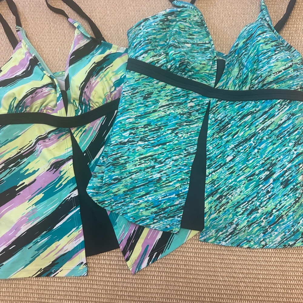 #27❤️ NEW FREE COUNTRY Colorful Striped Tankini Bundle